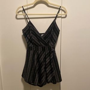 Windsor black striped romper with envelope skirt